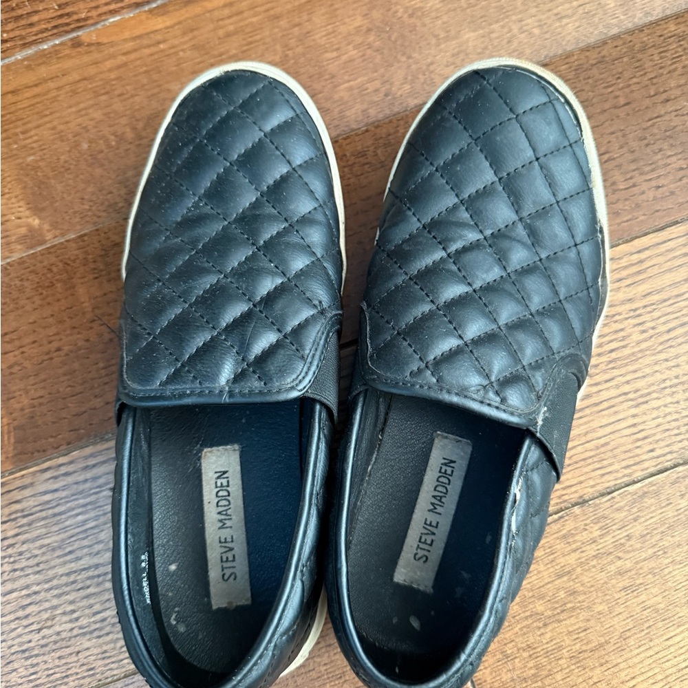 Steve Madden Black Quilted Slip-On Sneakers